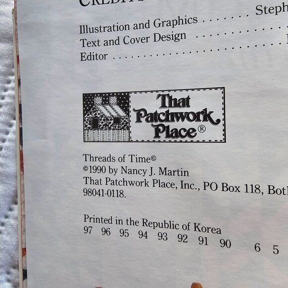 Threads Of Time By Nancy J. Martin 1990 Quilting Pattern Book, Softcover - Picture 4 of 12